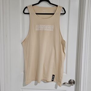 NWT Men's RawGear Beige Tan Sleeveless‎ Graphic Athletic Cotton Tank Shirt XL